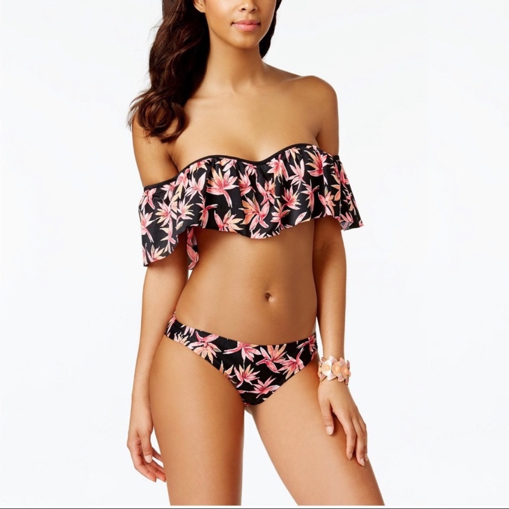 Hula Honey floral ruched bikini bottoms
